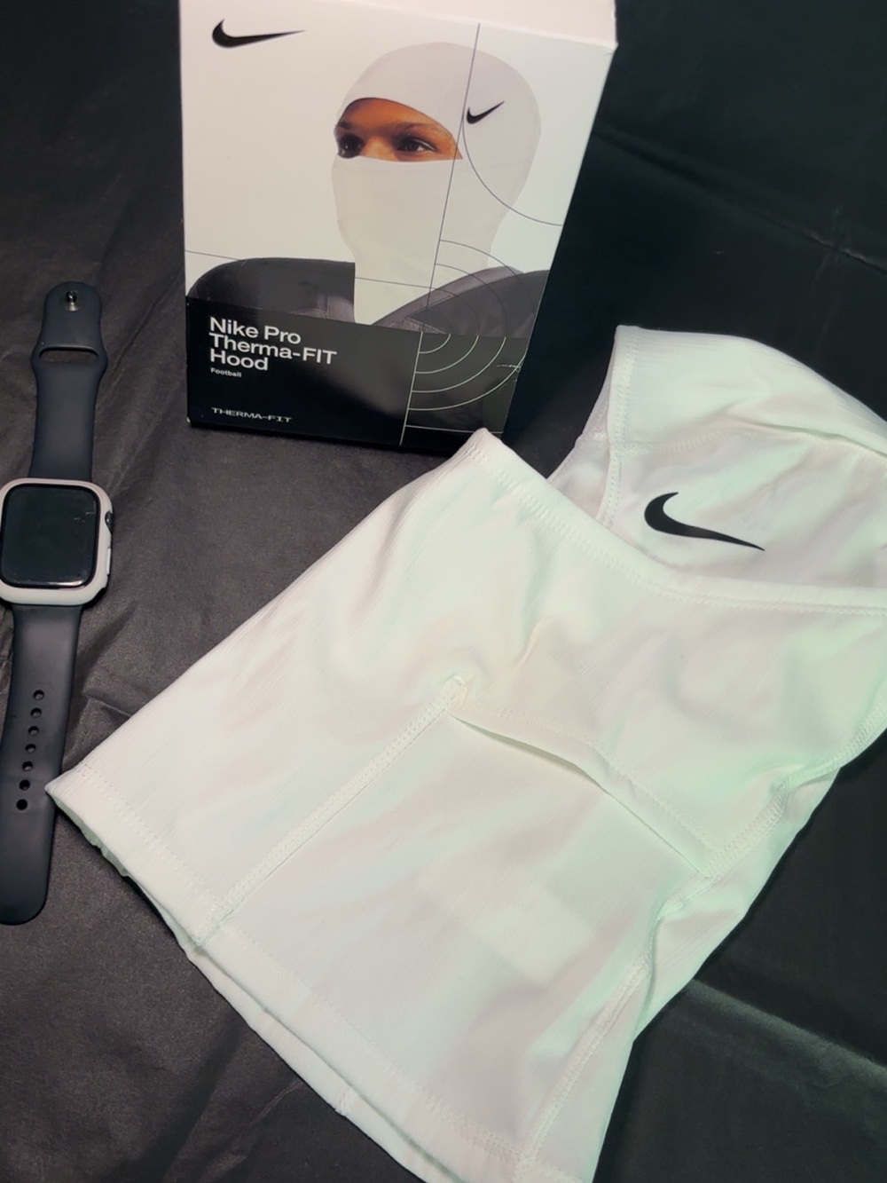 Nike White Therma-FIT Hooded Balaclava with Black Swoosh